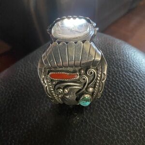 Men's Silver and Turquoise Bracelet